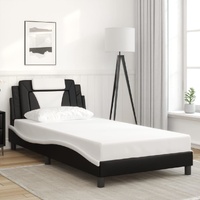 Bed Frame "Viana" without Mattress Black and White 107x203 cm King Single Faux Leather