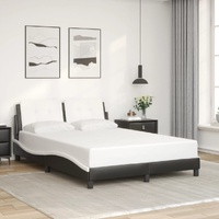 Bed Frame without Mattress "Zadar" Black and White 137x190 cm Double Faux Leather