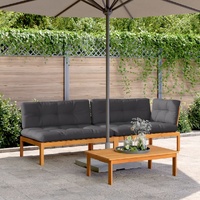 3 Piece Garden Pallet Sofa Set with Cushions Solid Wood Acacia