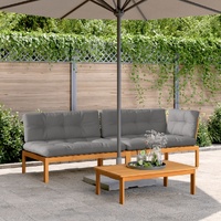 3 Piece Garden Pallet Sofa Set with Cushions Solid Wood Acacia