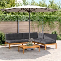 4 Piece Garden Pallet Sofa Set with Cushions Solid Wood Acacia