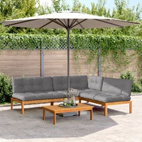 4 Piece Garden Pallet Sofa Set with Cushions Solid Wood Acacia