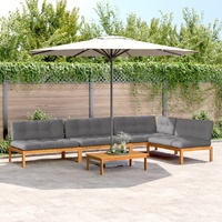 5 Piece Garden Pallet Sofa Set with Cushions Solid Wood Acacia