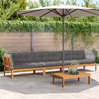 4 Piece Garden Pallet Sofa Set with Cushions Solid Wood Acacia