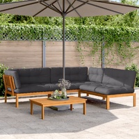 4 Piece Garden Pallet Sofa Set with Cushions Solid Wood Acacia