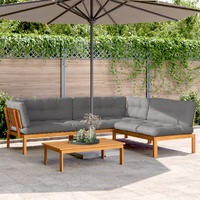 4 Piece Garden Pallet Sofa Set with Cushions Solid Wood Acacia
