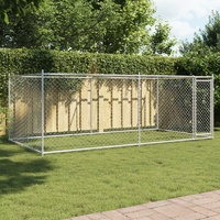 Dog Cage with Door Grey 4x2x1.5 m Galvanised Steel