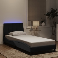Bed Frame with LED without Mattress "Hanko" Black 90x190 cm Velvet
