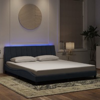 Bed Frame with LED without Mattress "Hankor" Dark Grey 180x200 cm King Velvet