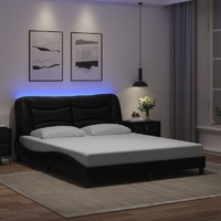 Bed Frame with LED without Mattress "Hvar" Black 152x203 cm Queen