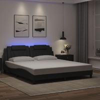 Bed Frame "Viana" with LED without Mattress Black 180x200 cm King