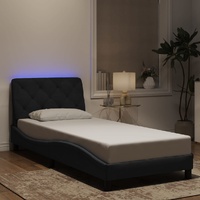Bed Frame with LED without Mattress Black 90x190 cm Velvet