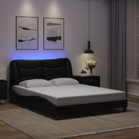 Bed Frame with LED without Mattress "Hvar" Black 137x190 cm Double