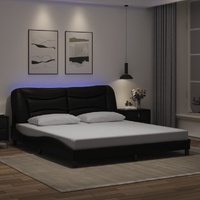 Bed Frame with LED without Mattress "Hvar" Black 180x200 cm King