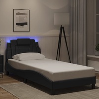 Bed Frame "Viana" with LED without Mattress Black 90x190 cm