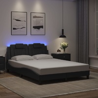 Bed Frame "Viana" with LED without Mattress Black 137x190 cm Double