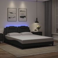 Bed Frame "Viana" with LED without Mattress Black 152x203 cm Queen