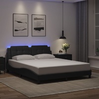 Bed Frame with LED without Mattress "Zadar" Black 152x203 cm Queen