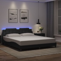 Bed Frame with LED without Mattress "Zadar" Black 180x200 cm King