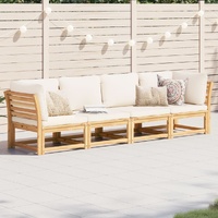 4 Piece Garden Lounge Set with Cushions Solid Wood Acacia