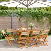 Folding Garden Chairs 8 pcs Beige Solid Wood Acacia