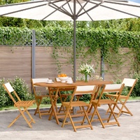Folding Garden Chairs 6 pcs Cream White Fabric and Solid Wood