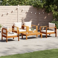 5 Piece Garden Sofa Set with Cushions Solid Wood Acacia