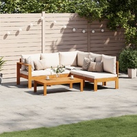4 Piece Garden Sofa Set with Cushions Solid Wood Acacia