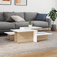 Coffee Tables 2 pcs Sonoma Oak and White Engineered Wood