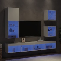 5 Piece TV Wall Units with LED White Engineered Wood
