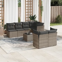 8 Piece Garden Sofa Set with Cushions Grey Poly Rattan