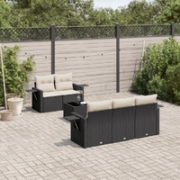 6 Piece Garden Sofa Set with Cushions Black Poly Rattan