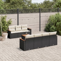 8 Piece Garden Sofa Set with Cushions Black Poly Rattan