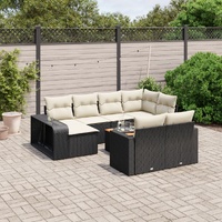 11 Piece Garden Sofa Set with Cushions Black Poly Rattan
