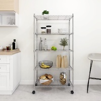 5-Tier Storage Shelf with Wheels 75x35x155 cm Chrome 250 kg