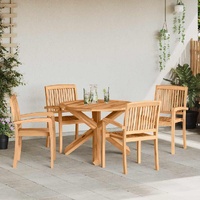 Garden Dining Set 5 pcs Natural Solid Acacia Wood