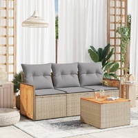 4 Piece Garden Sofa Set with Cushions Beige Poly Rattan