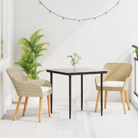 Garden Dining Set with Cushion 3 pcs Beige Poly Rattan
