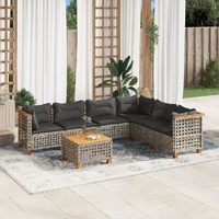 7 Piece Garden Sofa Set with Cushions Grey Poly Rattan