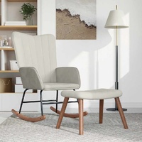 Rocking Chair with a Stool Cream White Velvet
