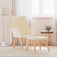 Relaxing Chair with a Stool Cream Fabric