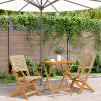 3 Piece Bistro Set Beige Poly Rattan and Solid Wood