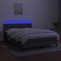 Box Spring Bed with Mattress&LED Dark Grey 137x187 cm Double Size Fabric