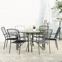 Stackable Garden Chair Set 7 Piece Anthracite Powder-coated Steel