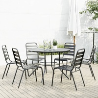 Stackable Garden Chair Set 7 Piece Anthracite Powder-coated Steel