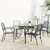 Stackable Garden Chair Set 5 Piece Anthracite Powder-coated Steel
