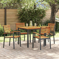 Garden Dining Set 5 pcs Black Solid Acacia Wood