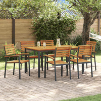 Garden Dining Set 7 pcs Black Solid Acacia Wood
