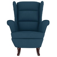 Rocking Chair Wingback Blue Velvet and Solid Wood
