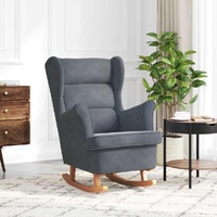 Rocking Chair Wingback Dark Grey Velvet and Solid Wood